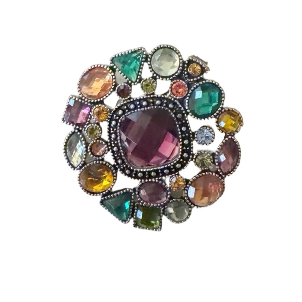 Premier Designs Multicolor Crystal Rhinestone Brooch Pin Pendant Statement